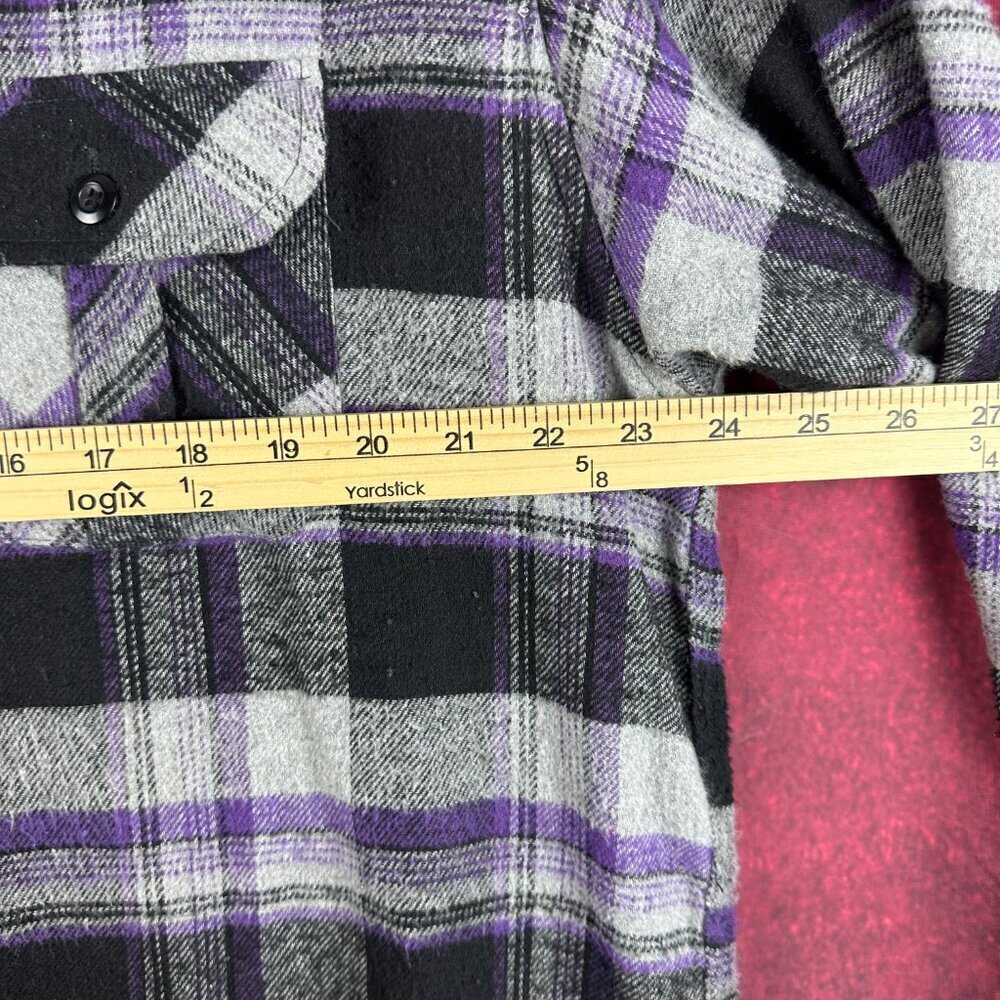 MONTAGE PLAID FLANNEL  MEN'S SHIRT BUTTON DOWN LONG SLEEVE BLACK/GRAY/PURPLE XL - Picture 10 of 11
